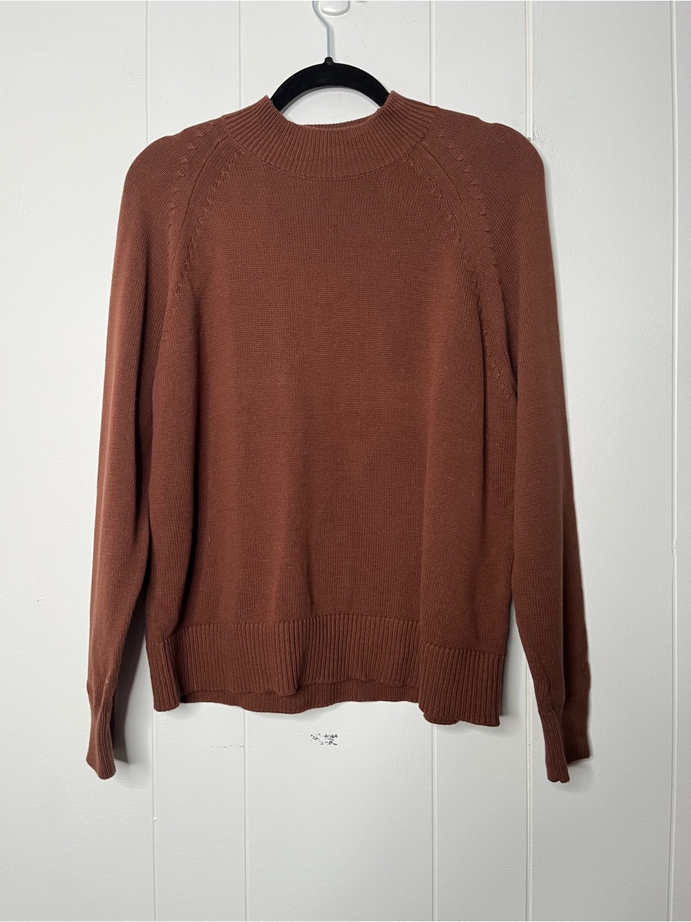 Quince 100% Organic Cotton Mockneck Sweater / Cappuccino Brown Size S